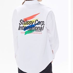 Stussy Logo Button-Down Long Sleeve Shirt